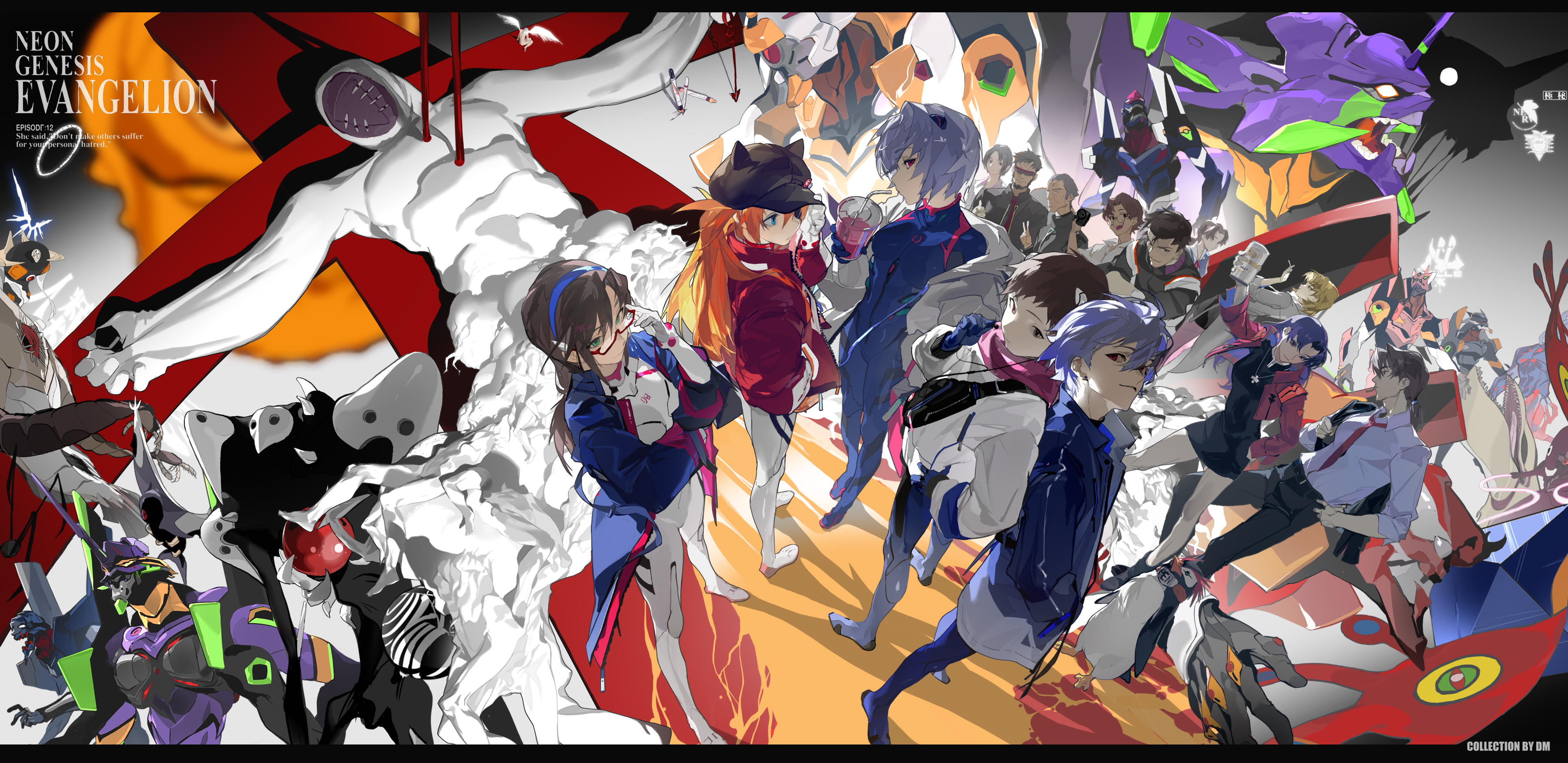 Evangelion character ensemble illustration by Dai Miao